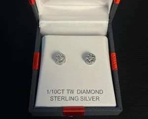 Diamond Sterling Silver Stud Earrings