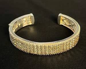 Sterling Silver 925 Mexico Textured Cuff Bracelet with Intricate Geometric Patterns