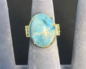 Sterling Silver Blue Stone Statement Ring with Blue Maybe Topaz Accent Gemstones