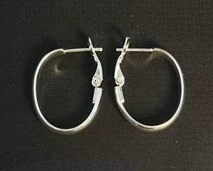 Sterling Silver Oval Hoop Earrings  Tarnish Resistant Lightweight Design