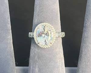 Judith Ripka Sterling Silver and CZ Oval Halo Engagement Ring