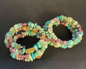 Unique Southwestern Style MultiStone Beaded Bracelets with Sterling Silver Accents