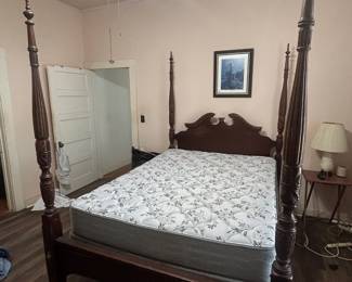 Antique Queen 4 Poster Bed Overall good condition but does need some refinishing. **mattress and Boxspring not included Pickup in Schulenberg between Summit & Main Must be able to move and load yourself