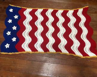 Crocheted American Flag Throw/Shawl Great for decor for the 4th coming up! Great condition! 58” x 31” Pickup in Schulenberg between Main & Summit