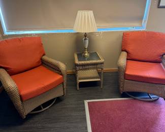 Indoor outdoor rattan swivel gliders