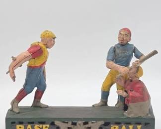 cast iron baseball coin bank