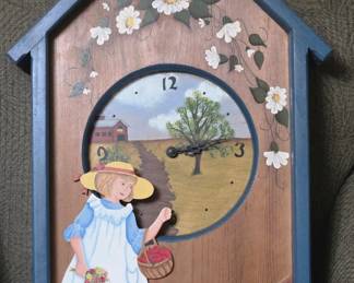 Handpainted wood clock
