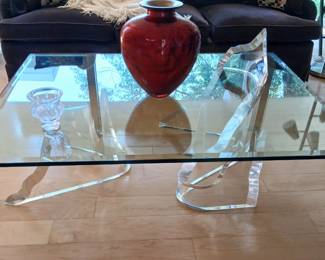 Signed Lion in Frost acrylic coffee table