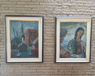 Mid century oil paintings