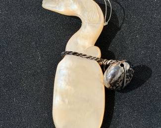 Mother of pearl and silver rattle