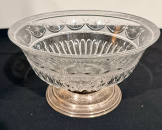 Hawkes cut crystal and sterling bowl