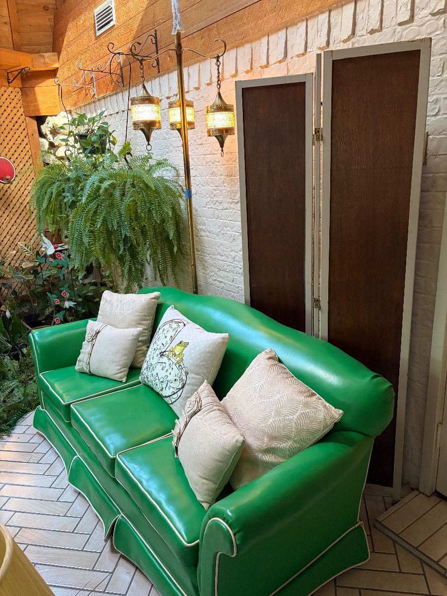 Contemporary lime, green retro sofa
