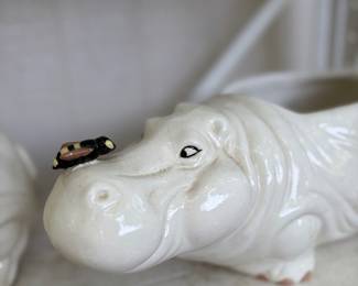 Two adorable Hippo Planters