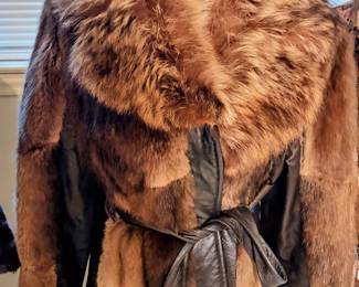 Vintage Koslow's of North Dallas Vintage 70s Muskrat Raccoon Fur Penny Lane Coat Reversable  Lining Brown