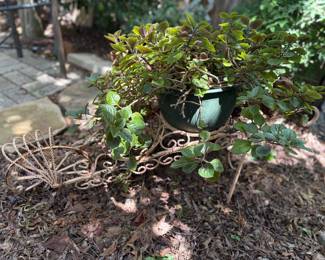 Adorable Wheel Barrel Cast iron plant stand
