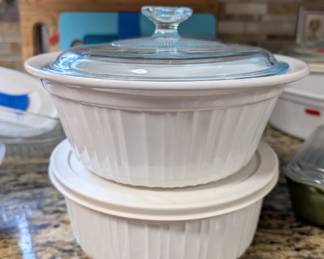 Corning ware French white casserole set with fluted design