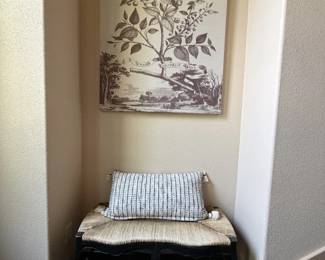 Woven bench and wall decor