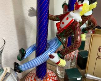 LARGE MURANO CLOWN ON POLE.