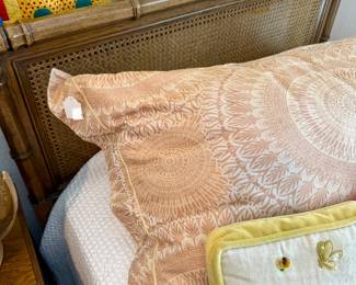 PAIR OF VINTAGE CANED TWIN BEDS.
