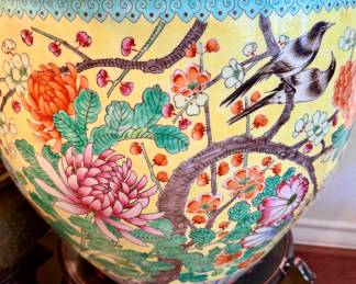 Pair of large fish bowls on stand. 