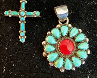 INDIAN PAWN STERLING TURQUOISE JEWELRY.