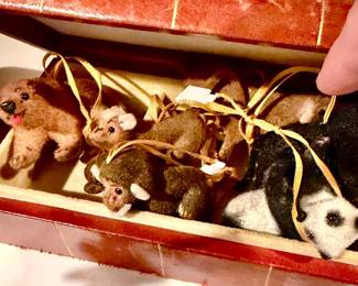 WEST GERMAN MOHAIR ANIMAL ORNAMENTS.