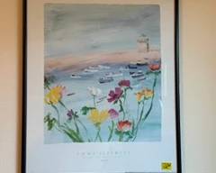 Soft blues with colorful flowers print. Where would this look great in your home.
