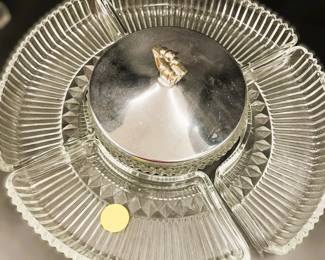 Lazy Susan Serving Set with Chrome Lidded Center