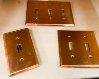 Lot of Copper-Finish Metal Toggle Switch Plates