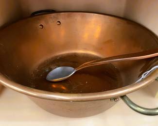 Copper Mixing Bowl with Long-Handled Spoon