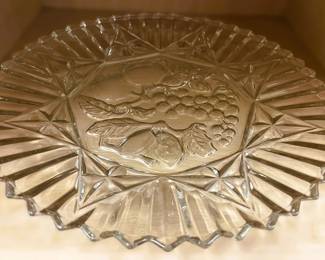 Pressed Glass Fruit Motif Serving Plate