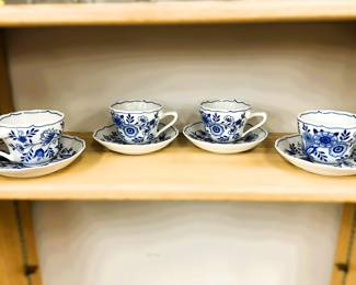 Blue Dell Japan Porcelain Cup & Saucer Set 8 PCS