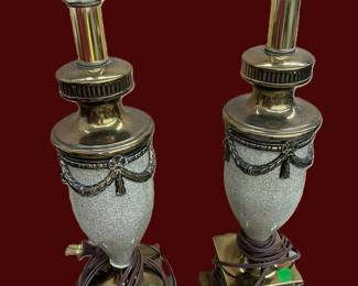 Neoclassical Style Brass & Faux Stone Lamps 2 PCS