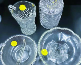 Assorted Pressed Glass Tableware Group 4 PCS