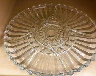 Clear Pressed Glass Divided Relish Dish