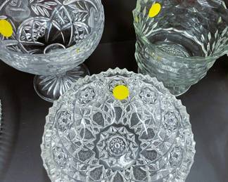  Assorted Pressed and Cut Glass Bowls Group 3PCS