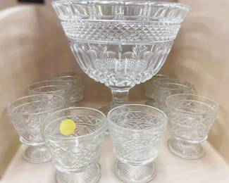 Shannon Crystal Compote Bowl & 8 Footed Cups