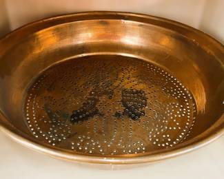 Round Copper Strainer with Star Pattern