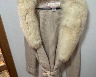 Robert Meshkoff Original Fur-Collared Cardigan