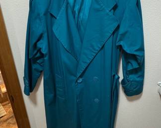 Teal London Fog Double-Breasted Trench Coat