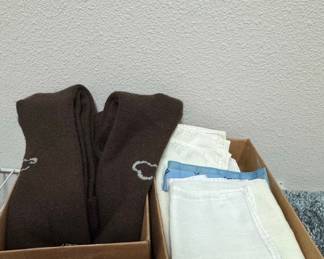 Brown Socks with Cloud Design and White Handkerchiefs