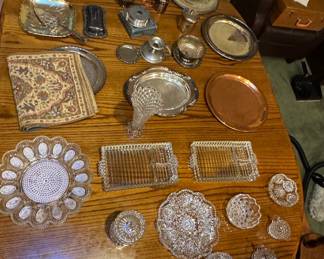 Assorted Silver-Plated and Cut Crystal Serving Pieces