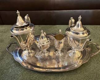 1847 Rogers Eternally Yours Silverplate Tea Set with Tray