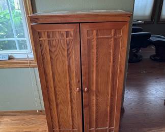 Leslie Dame Solid Oak Multimedia Storage Cabinet