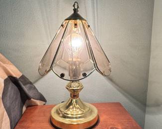 Vintage Brass and Frosted Glass Touch Table Lamp