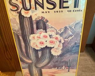 Sunset Magazine May 1931 Cover Art Print - Cactus Blooms
