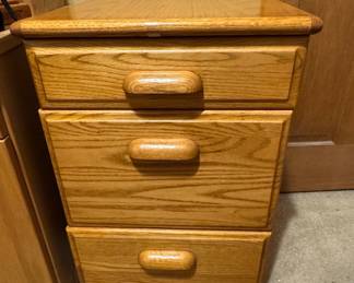 Oak 3-Drawer File Cabinet