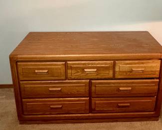 Vintage Stanley Oak 7 Drawer Dresser