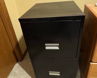 Black Two-Drawer Metal Filing Cabinet