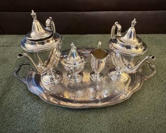 1847 Rogers Eternally Yours Silverplate Tea Set with Tray